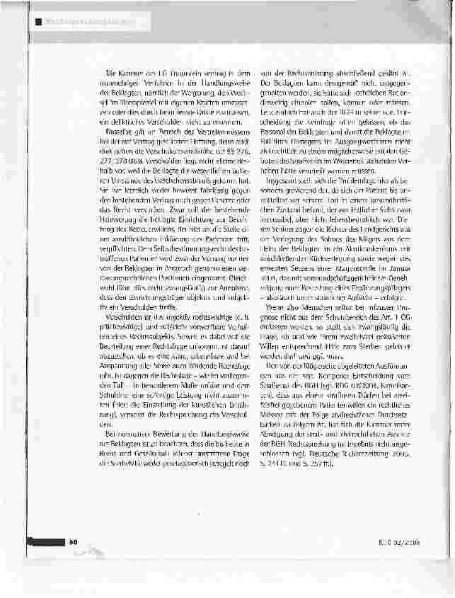 Vorschauseite 2: Schadensersatzanspruch wegen Verweigerung der Einstellung der künstlichen ErnährungLG Traunstein vom 7.12.2005 (3 0 314/04)