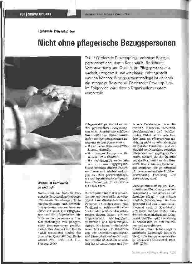 Vorschauseite 1: Nicht ohne pflegerische Bezugspersonen