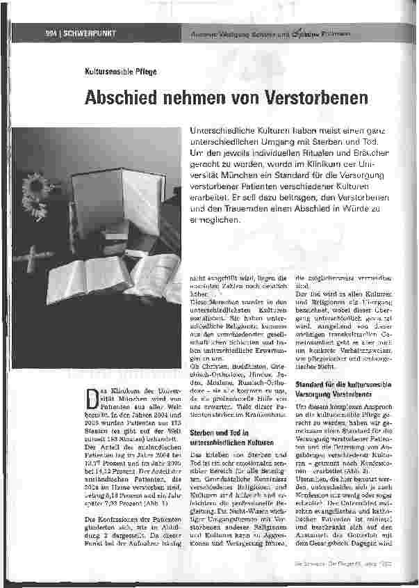 Vorschauseite 1: Kultursensible Pflege - Abschied nehmen von Verstorbenen
