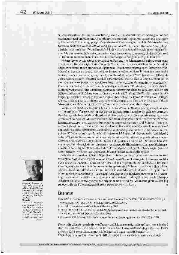 Vorschauseite 4: Beiträge aus der Pflegeforschung für die Pflegepraxis Aufstieg mit Hindernissen - Karriereverläufe von Männern und Frauen in der Altenpflege