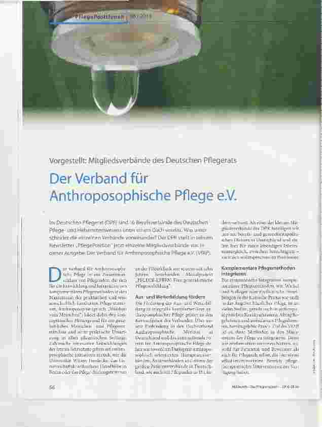 Vorschauseite 1: Der Verband für Anthroposophische Pflege eV.