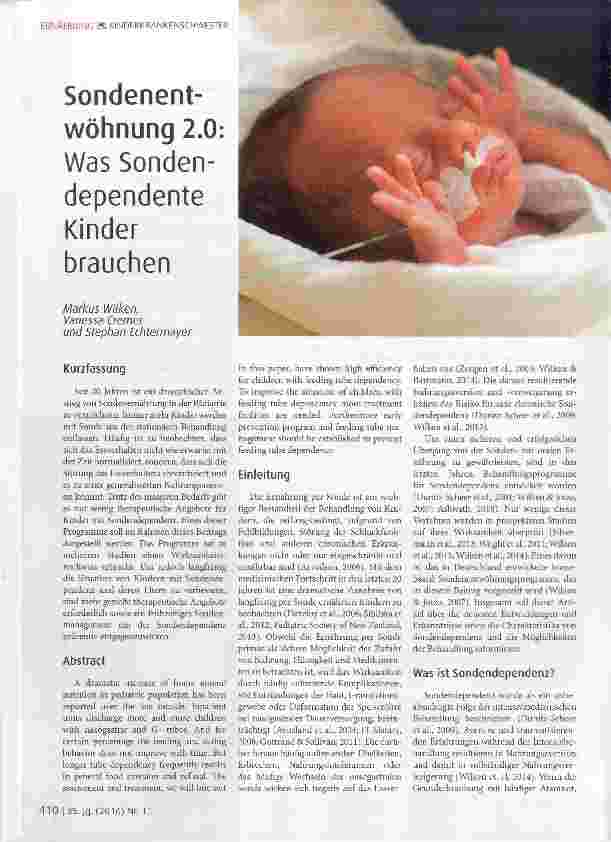 Vorschauseite 1: Sondenentwöhnung 2.0: Was Sondendependente Kinder brauchen