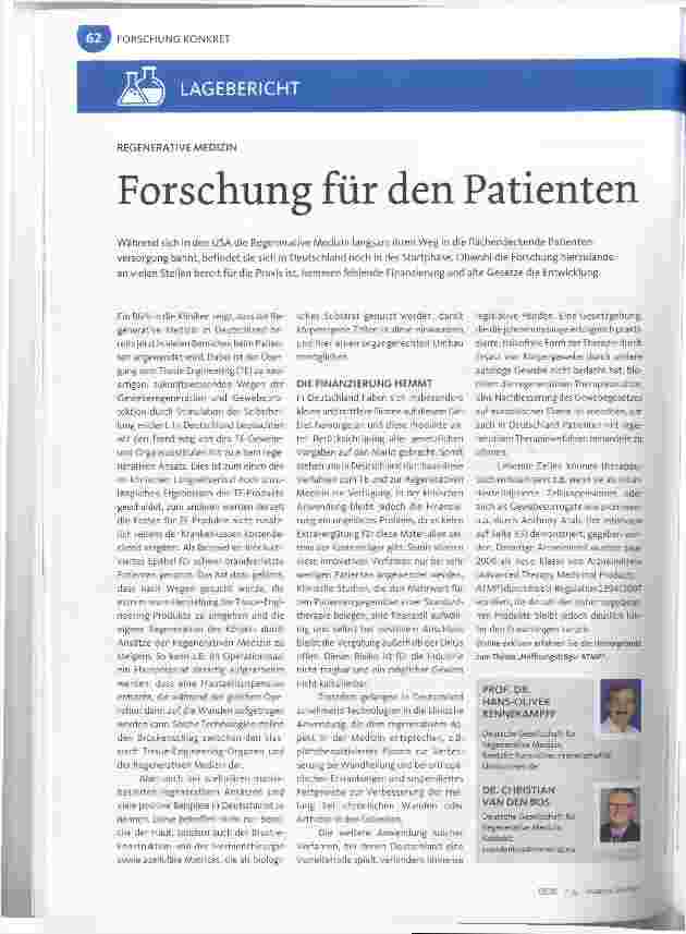Vorschauseite 1: Forschung für den Patienten
