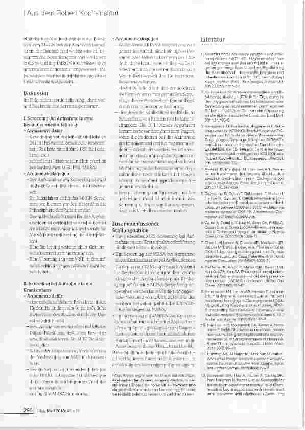 Vorschauseite 3: Screening auf multiresistente Erreger bei Asylsuchenden