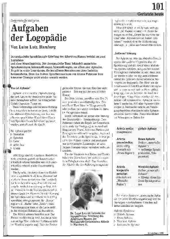 Vorschauseite 1: Aufgaben der Logopädie