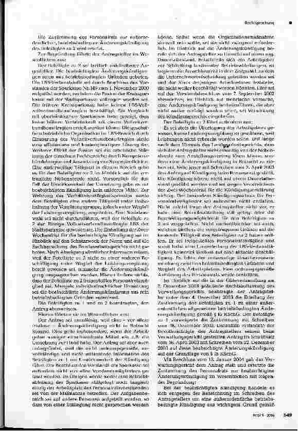Vorschauseite 3: Zustimmungsersetzung zu betriebsbedingter Änderungskündigung eines Personalratsmitgliedes