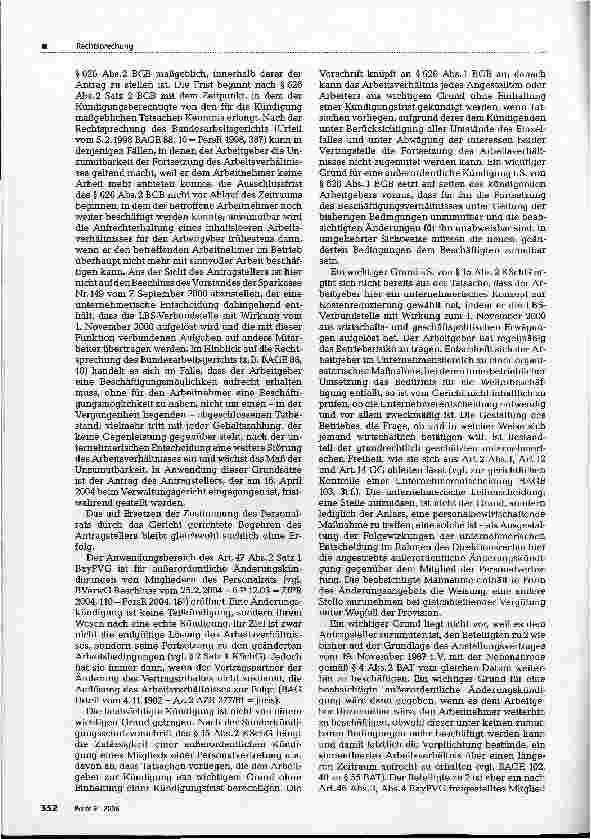 Vorschauseite 6: Zustimmungsersetzung zu betriebsbedingter Änderungskündigung eines Personalratsmitgliedes