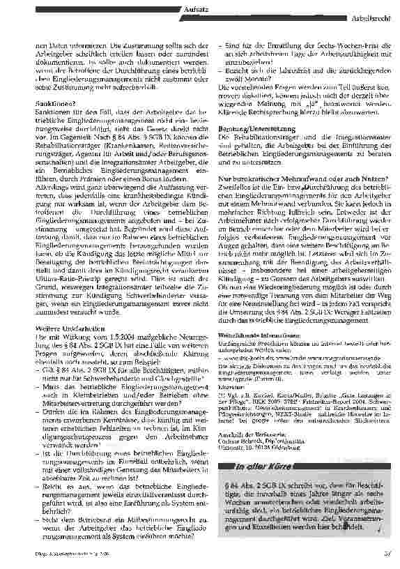 Vorschauseite 2: Weniger Fehlzeiten durch das betriebliche Eingliederungsmanagement?