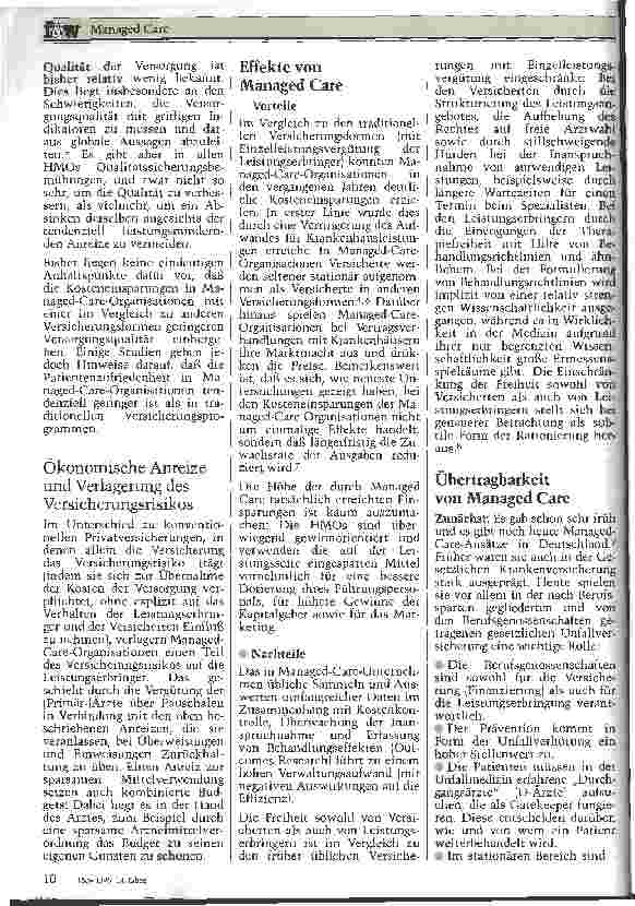 Vorschauseite 3: Managed Care: Prinzipien Effekte Grenzen