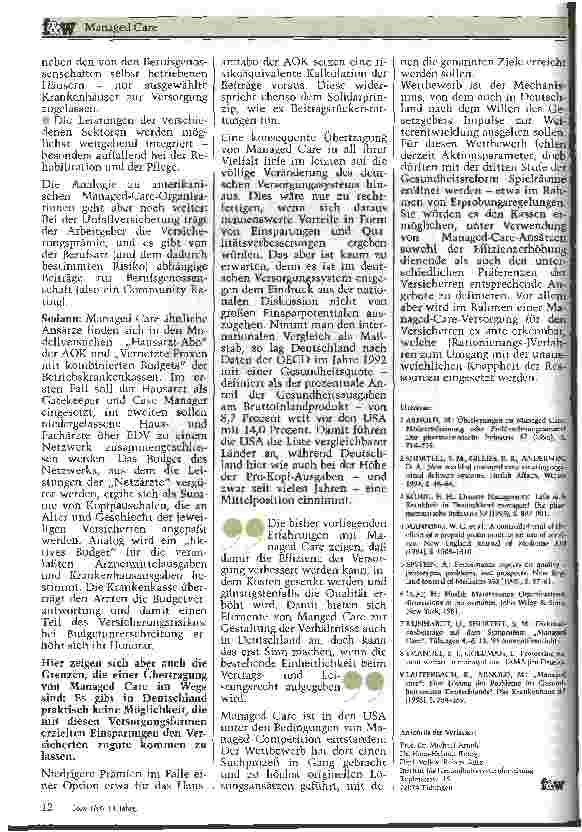 Vorschauseite 4: Managed Care: Prinzipien Effekte Grenzen
