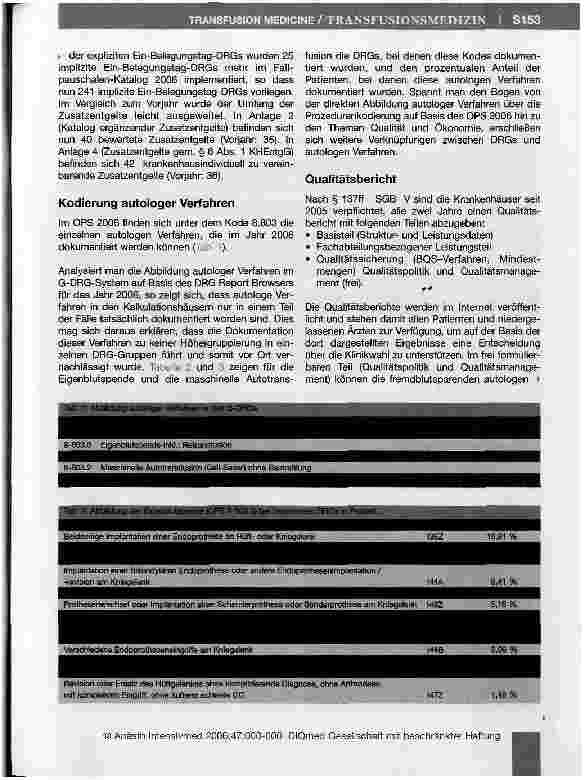 Vorschauseite 2: Leistungserfassung autologer Verfahren unter den aktuellen Bedingungen der G-DRGs