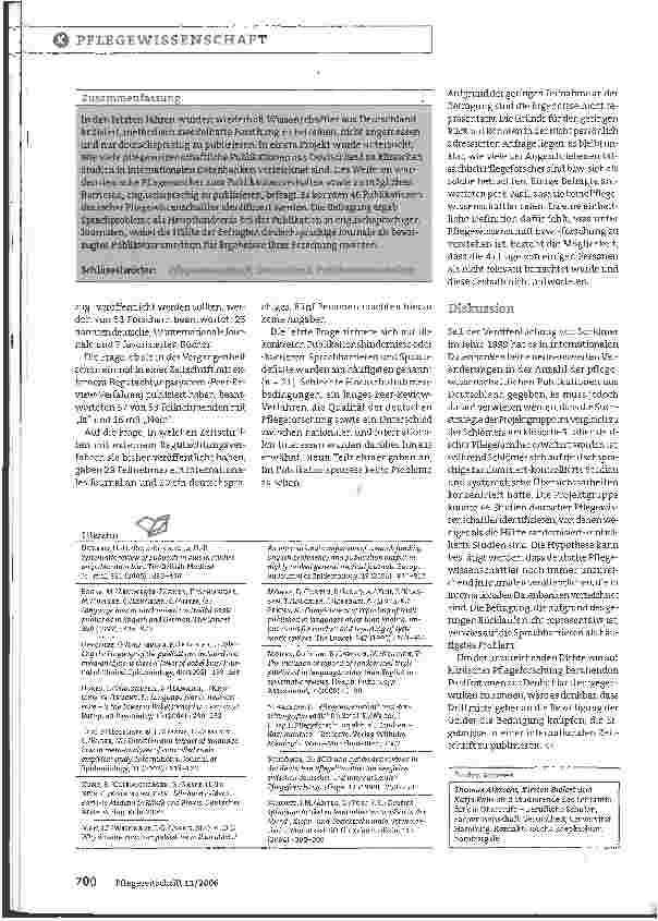 Vorschauseite 3: Quantitative Auswertung des Publikationsverhaltens deutscher Pflegeforscher: Do you speak English?