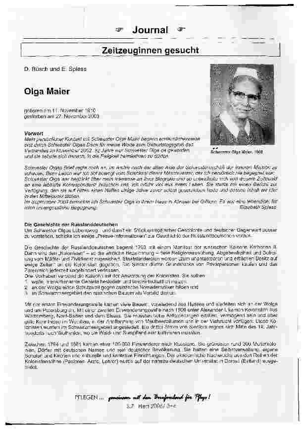 Vorschauseite 1: Zeitzeuginnen gesucht