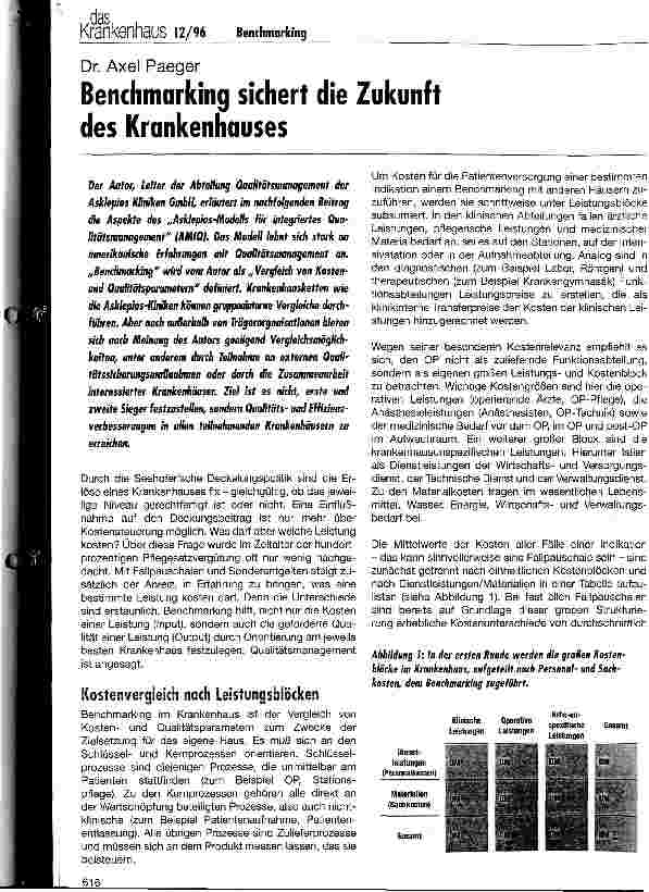 Vorschauseite 1: Benchmarking sichert die Zukunft des Krankenhauses