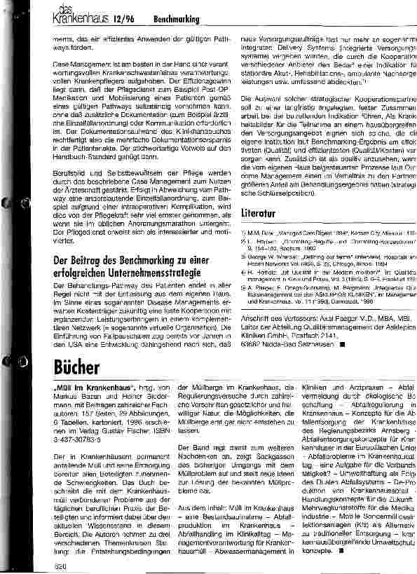 Vorschauseite 5: Benchmarking sichert die Zukunft des Krankenhauses
