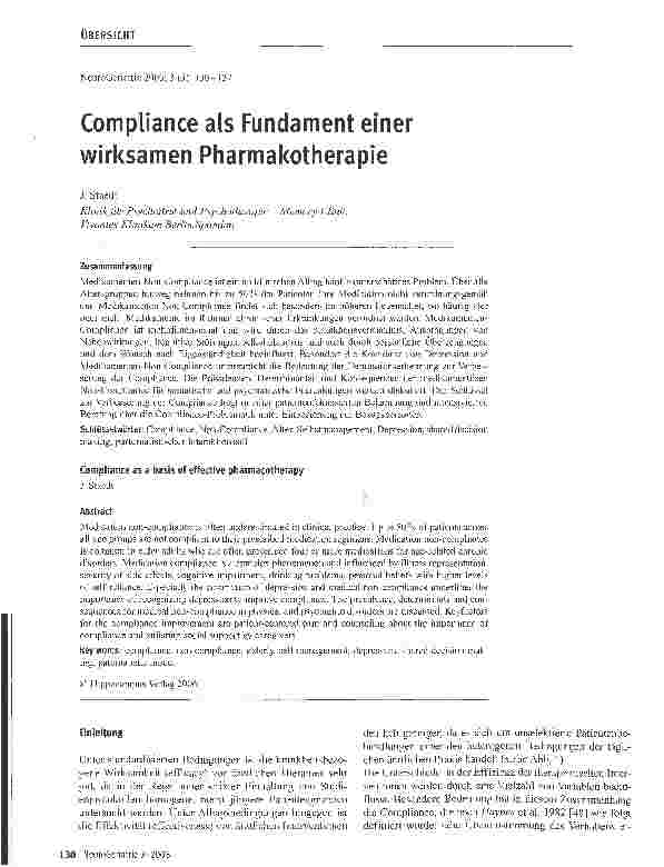 Vorschauseite 1: Compliance als Fundament einer wirksamen Pharmakotherapie