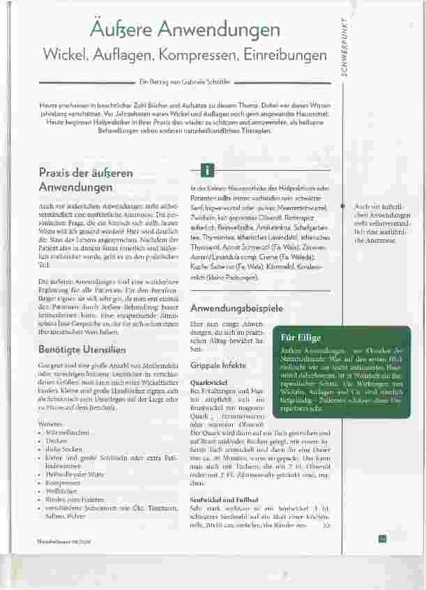 Vorschauseite 1: Äußere Anwendungen Wickel, Auflagen, Kompressen, Einreibungen