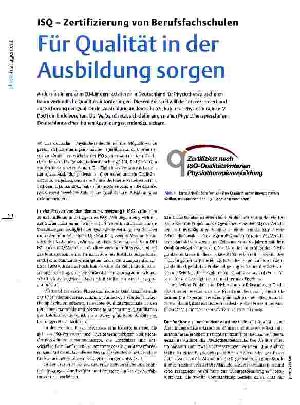 Vorschauseite 1: ISQ - Zertifizierung von Berufsfachschulen Für Qualität in der Ausbildung sorgen