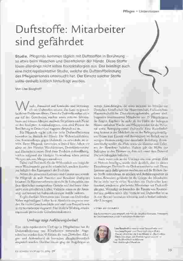 Vorschauseite 1: Duftstoffe: Mitarbeiter sind gefährdet