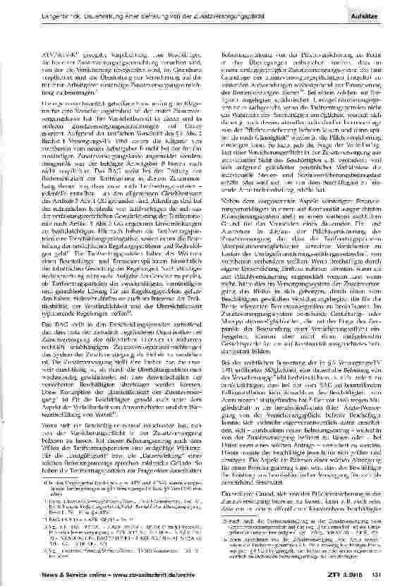 Vorschauseite 4: Dauerwirkung einer Befreiung von der Zusatzversorgungspflicht für Mitglieder berufsständischer Versorgungseinrichtungen