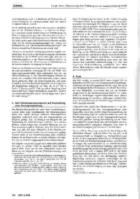 Vorschauseite 5: Dauerwirkung einer Befreiung von der Zusatzversorgungspflicht für Mitglieder berufsständischer Versorgungseinrichtungen