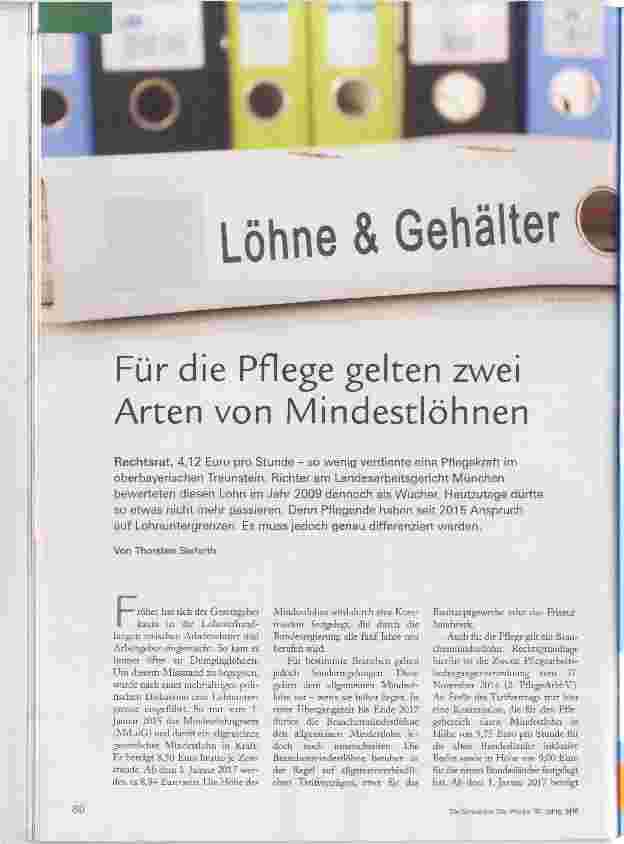 Vorschauseite 1: Löhne & Gehälter Für die Pflege gelten zwei Arten von Mindestlöhnen