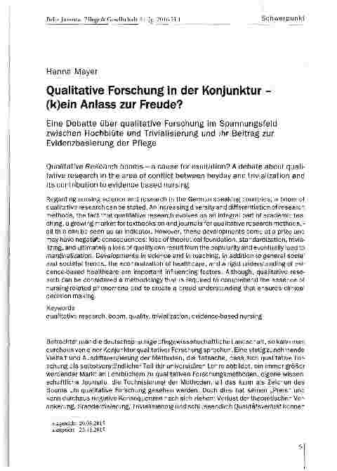 Vorschauseite 1: Qualitative Forschung in der Konjunktur -(k)ein Anlass zur Freude?