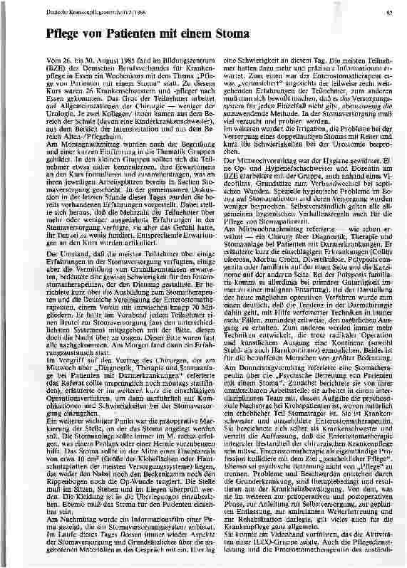 Vorschauseite 1: Pflege von Patienten mit einem Stoma