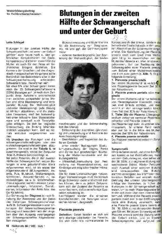 Vorschauseite 1: Blutungen in der zweiten Hälfte der Schwangerschaft und unter der Geburt