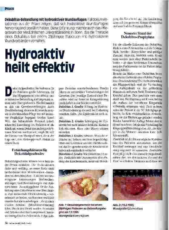 Vorschauseite 1: Hydroaktiv heilt effektiv Dekubitus-Behandlung mit hydroaktiven Wundauflagen