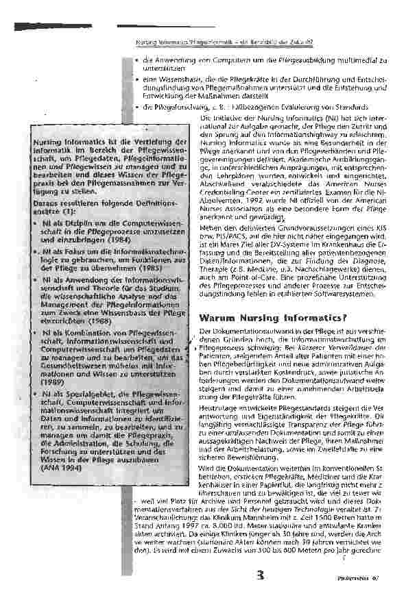 Vorschauseite 2: Nursinq Informatics/PfleqeInformatik - ein Berufsbildder Zukunft?