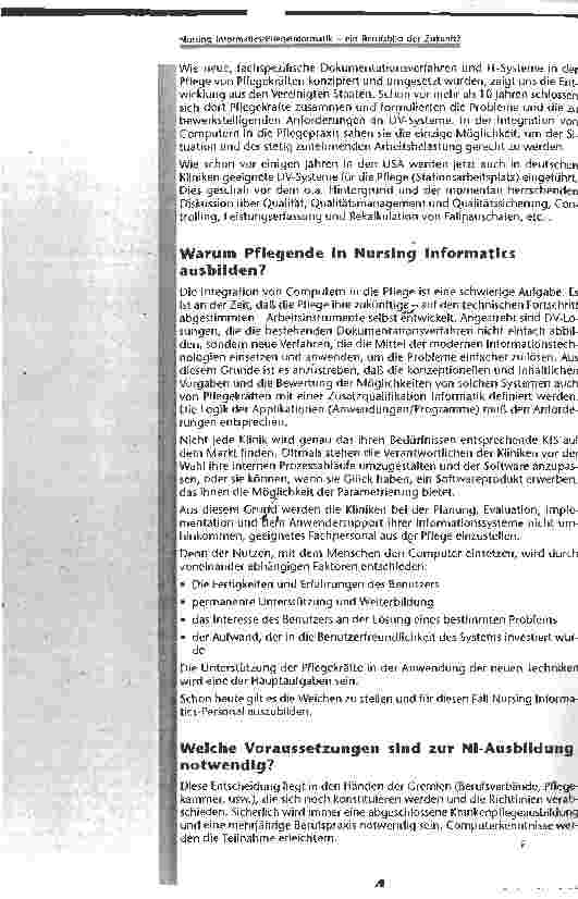 Vorschauseite 3: Nursinq Informatics/PfleqeInformatik - ein Berufsbildder Zukunft?