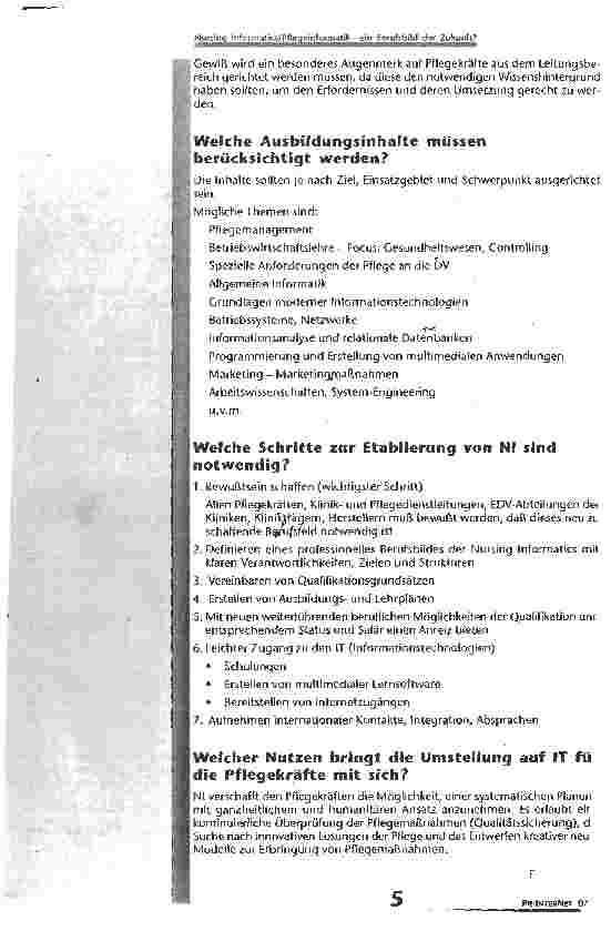 Vorschauseite 4: Nursinq Informatics/PfleqeInformatik - ein Berufsbildder Zukunft?