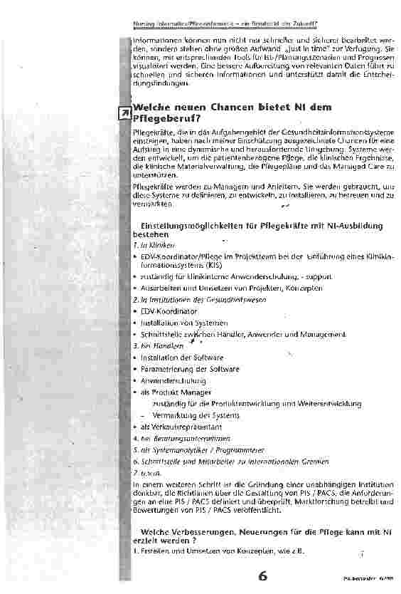 Vorschauseite 5: Nursinq Informatics/PfleqeInformatik - ein Berufsbildder Zukunft?