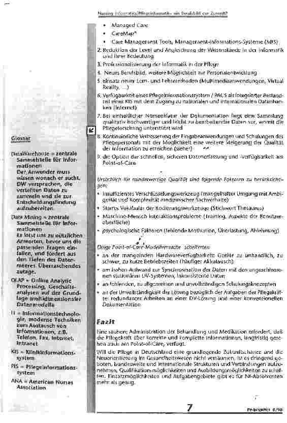 Vorschauseite 6: Nursinq Informatics/PfleqeInformatik - ein Berufsbildder Zukunft?