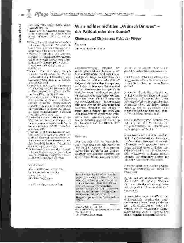 Vorschauseite 1: Wir sind hier nicht bei Wünsch Dir was -der Patient oder der Kunde?