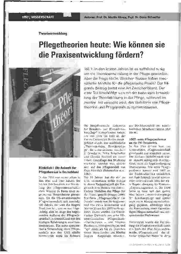 Vorschauseite 1: Theorieentwicklung - Pflegetheorien heute: Wie können sie die Praxisentwicklung fördern?