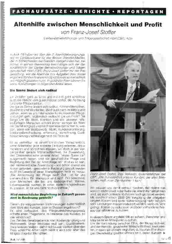 Vorschauseite 1: Altenhilfe zwischen Menschlichkeit und Profit