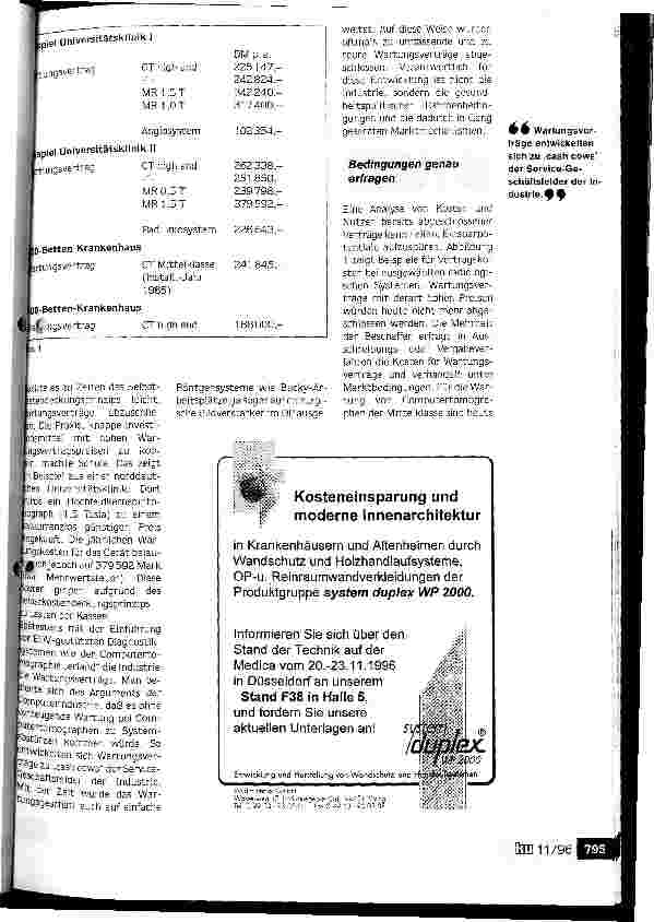 Vorschauseite 2: Pflichtprogramm oder überflüssiger Luxus? Bei Wartungsverträgen für radiologische Systeme kann viel gespart werden