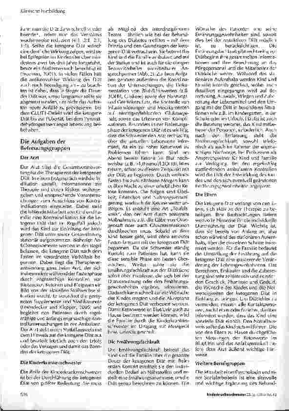 Vorschauseite 3: Die ketogene Diät - die Rolle der Kinderkrankenschwester