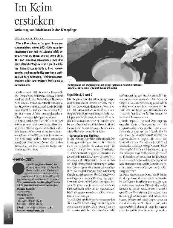 Vorschauseite 1: Im Keim ersticken - Verhütung von Infektionen in der Altenpflege
