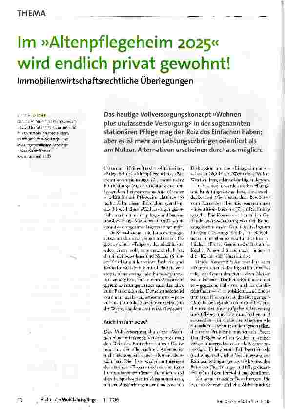 Vorschauseite 1: Im »Altenpflegeheim 2025« wird endlich privat gewohnt!
