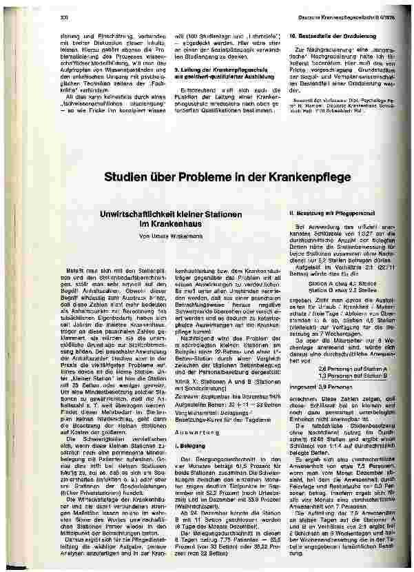Vorschauseite 1: Unwirtschaftlichkeit kleiner Stationen im Krankenhaus