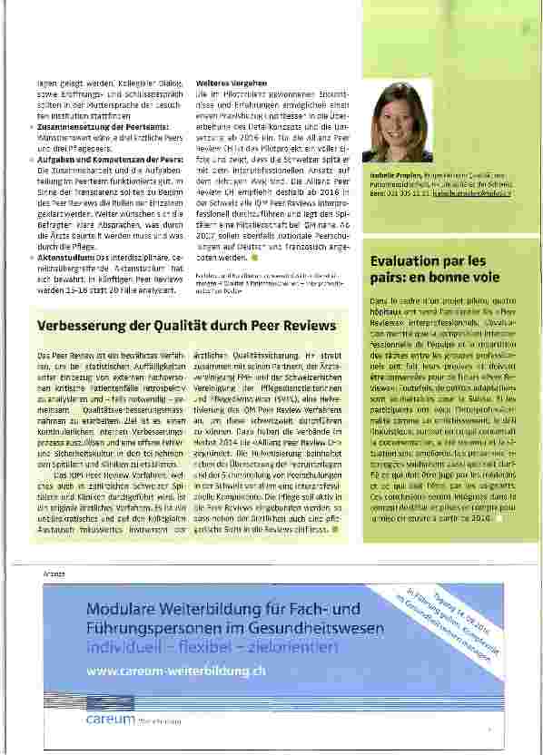 Vorschauseite 2: Weg frei für schweizweite interprofessionelle Peer Reviews