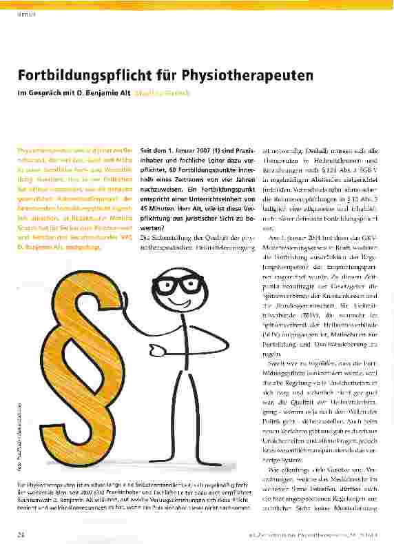 Vorschauseite 1: Fortbildungspflicht für Physiotherapeuten