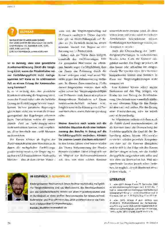 Vorschauseite 3: Fortbildungspflicht für Physiotherapeuten