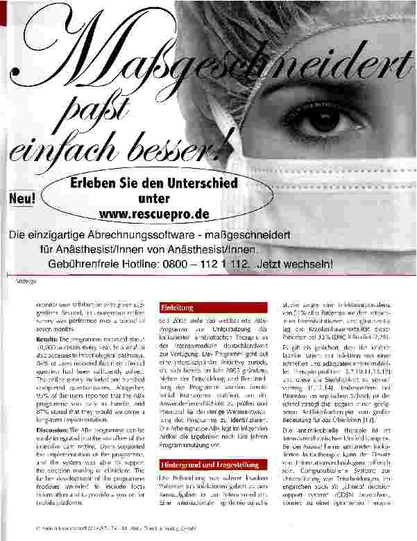 Vorschauseite 2: Unterstützung der Antibiotikatherapie auf Intensivstationen in Deutschland