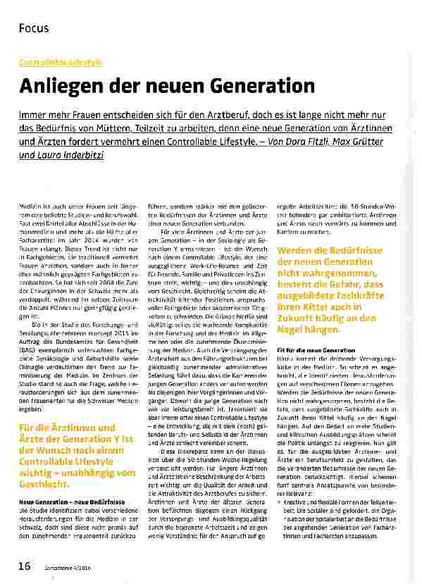 Vorschauseite 1: Anliegen der neuen Generation