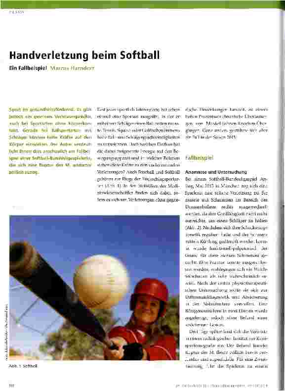 Vorschauseite 1: Handverletzung beim Softball