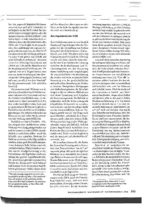 Vorschauseite 5: Die Risikobewertung von Kanzerogenen und die Wirkungsschwelle, Teil